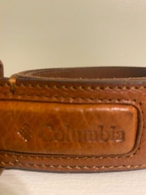 Columbia Tan Leather Belt with Embossed Logo